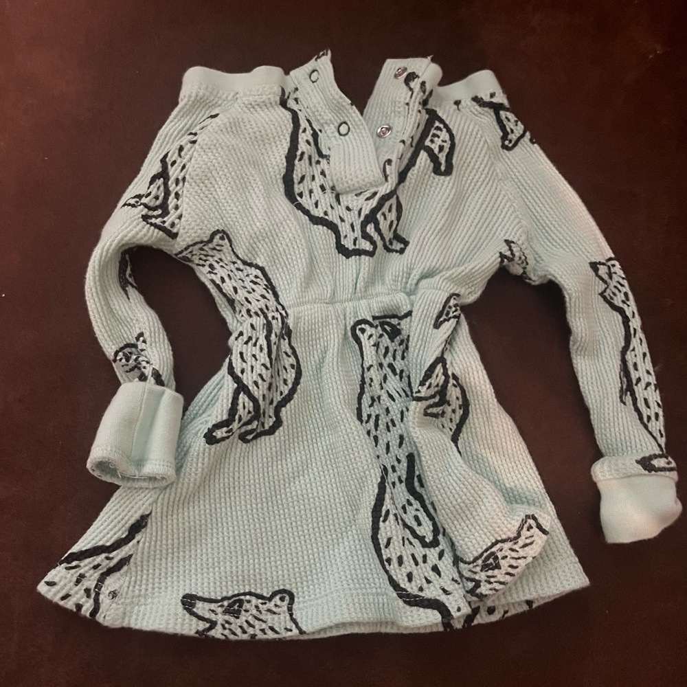 Light Mint Knit Animal Print top 3-6 mo